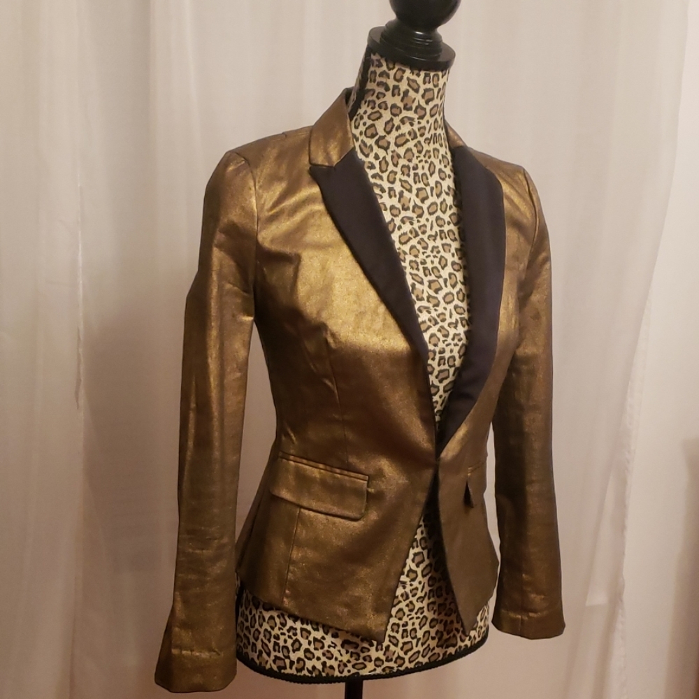 ZARA TRF Collection Gold/Copper Metallic Blazer